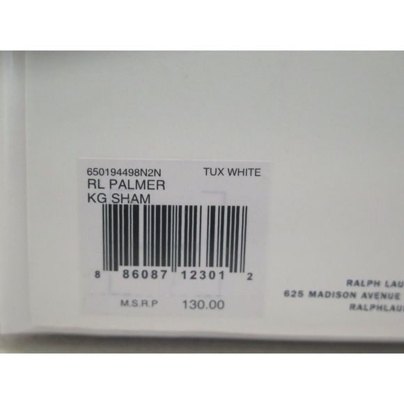 Ralph Lauren Palmer KING Sham Tux White 100% Cotton $130 - Picture 4 of 4